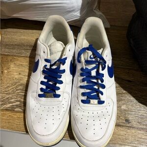 Nike White and Blue Men's Sneakers